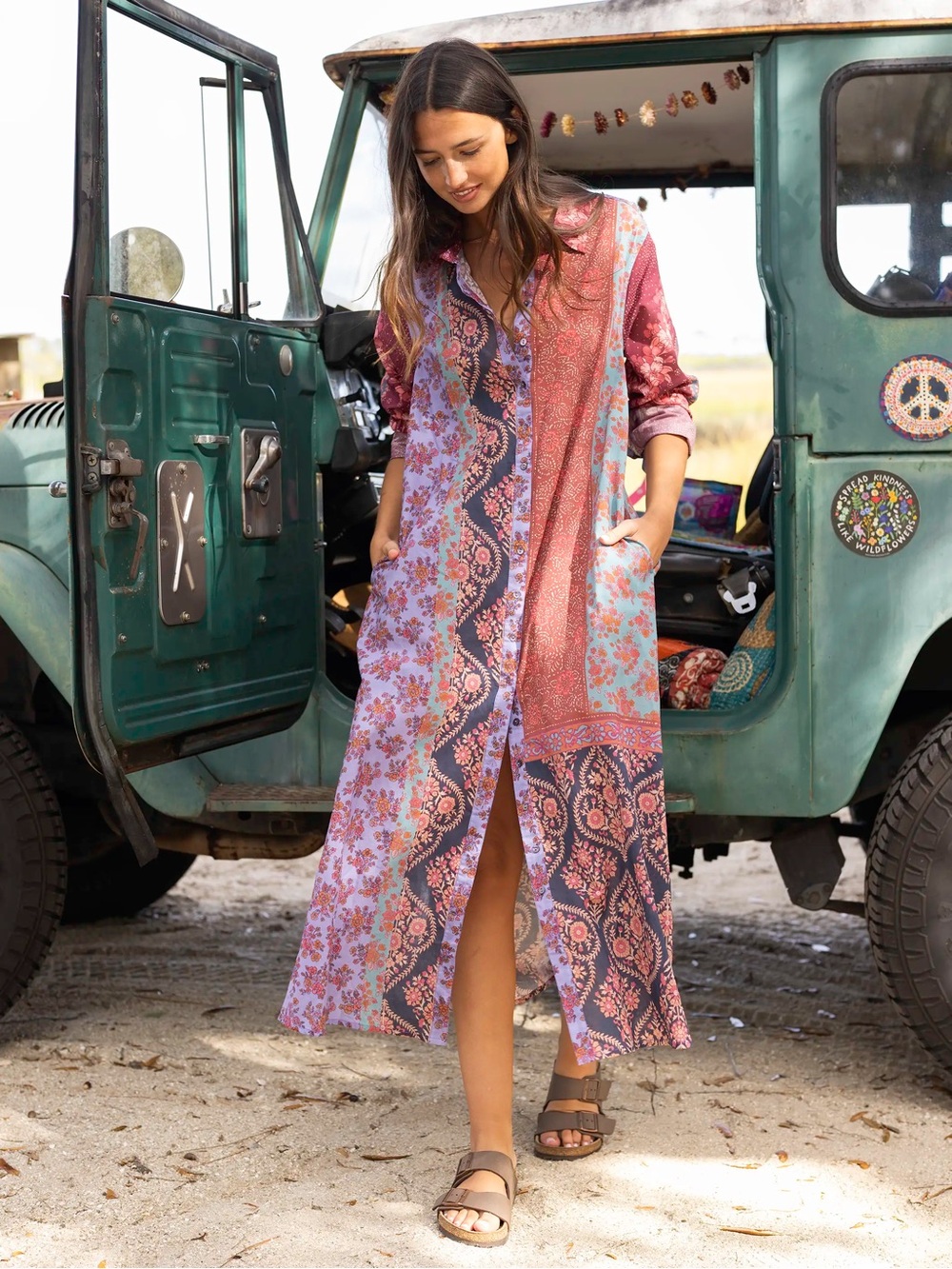 Natural Life Drew Cotton Gauze patchwork Shirt Dress with pockets large